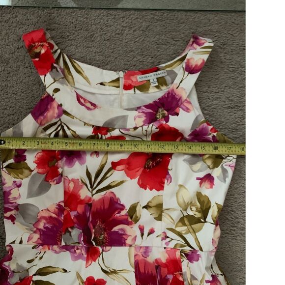 Sandra Darren Women Dress Size 8 Pink Purple Red White Floral Pockets Sleeveless - Picture 8 of 10